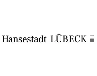 Logo reading 'Hansestadt Lübeck' with two small gray squares on the right.