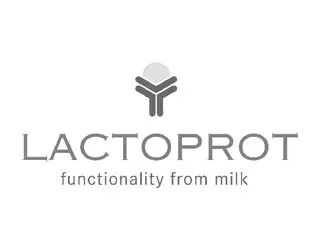 LACTOPROT brand logo with a stylized gray milk‑drop emblem above the name and the tagline 'functionality from milk'.